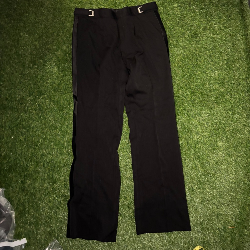 After Six Formals Mens Tuxedo Pants Black Satin Stripe Adjustable Waist 30-1-2